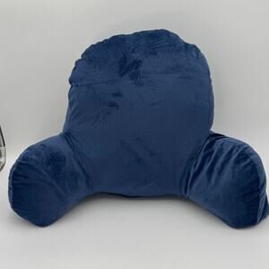 Blue Plush Reading Pillow With Arms Back Support Bed Rest Cushion 20x12